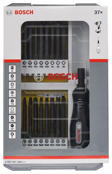 BOSCH set bitova PH/PZ/SL/TH/TQ/H/TW/SP/R, 37 kom + držač bitova - Slika 2