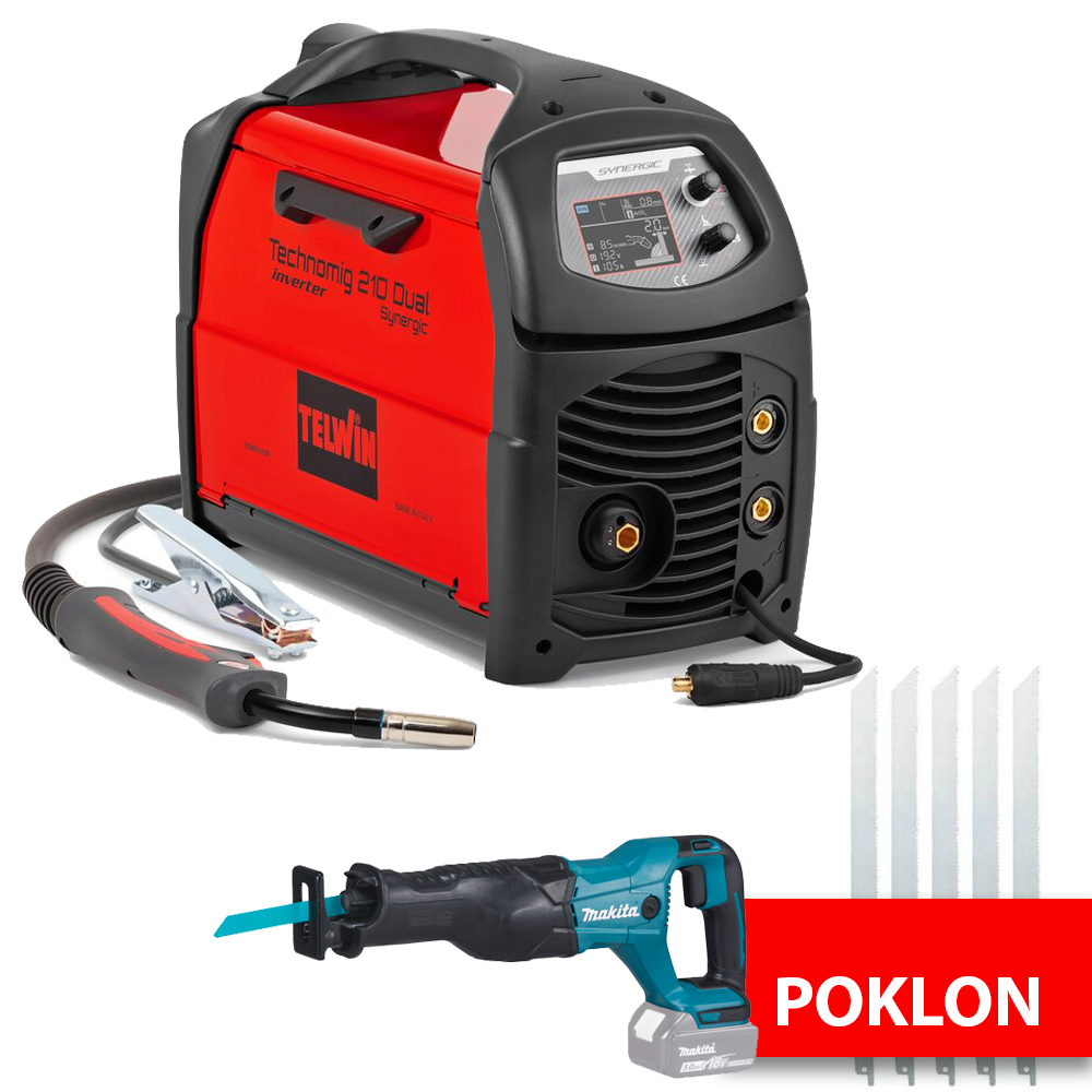 TELWIN set alata - mig/mag inv. aparat Technomig 210 + GRATIS MAKITA sabljasta pila DJR186Z + set pilica 5/1