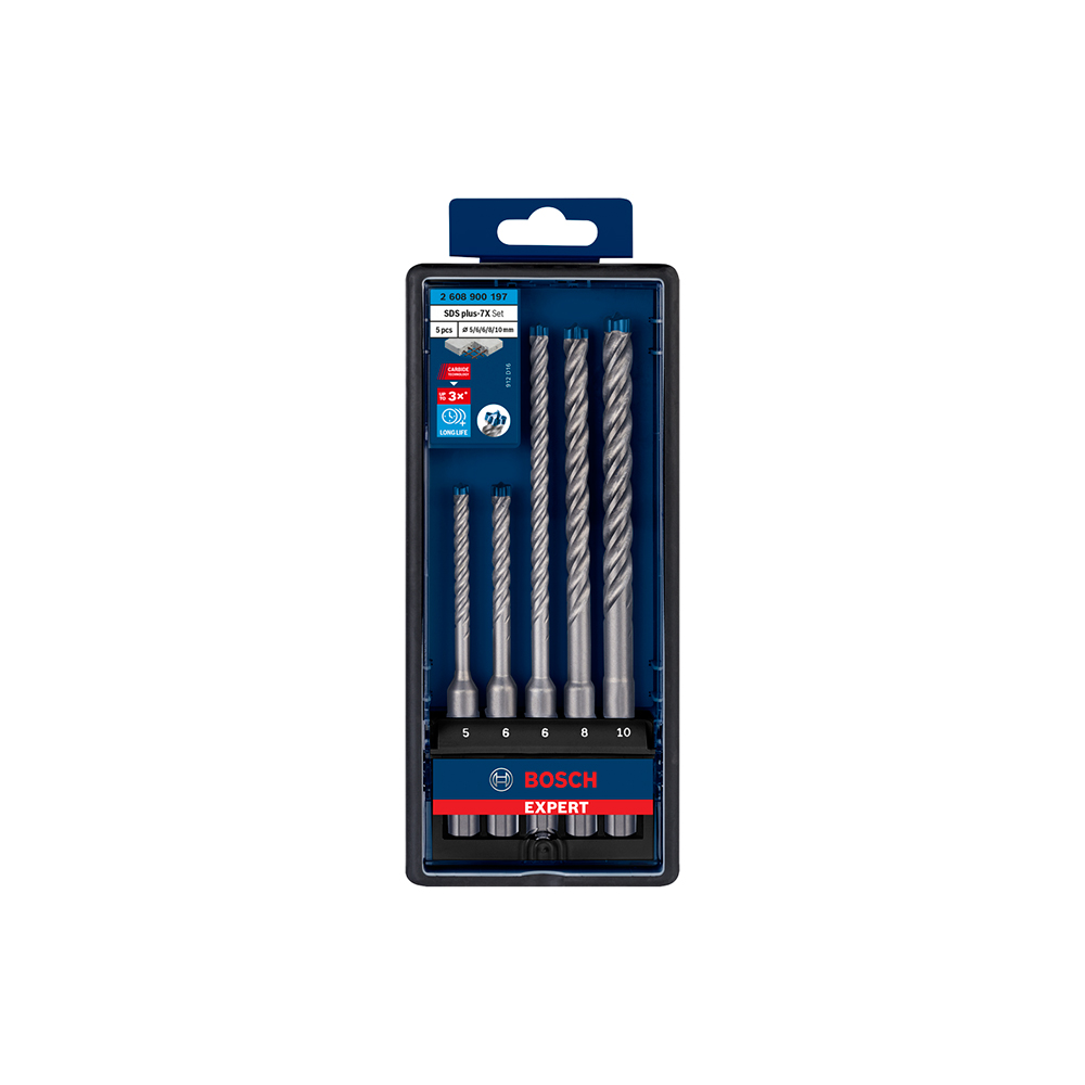 BOSCH set svrdla za kamen EXPERT SDS plus-7X, 5,6,8,10 mm, 5 dj.