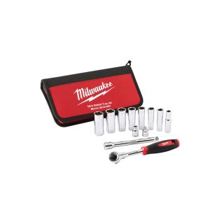 MILWAUKEE set nasadnih ključeva s račnom 10-19 mm 3/8” 12 dj.