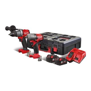 MILWAUKEE aku set alata FPP2E2-502P - udarna bušilica FPD2 + udarni odvijač FMTIWF12 M18 2xAku 18V 5,0Ah kovčeg