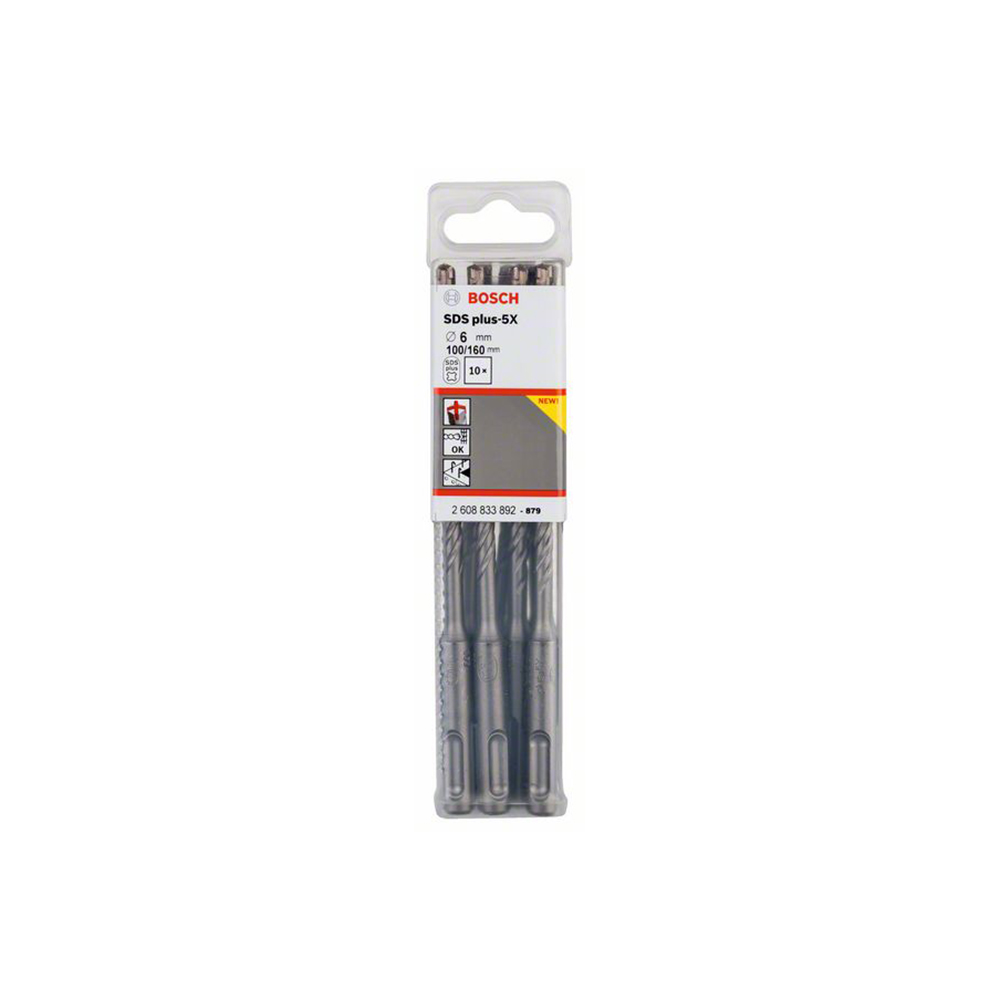 BOSCH svrdlo za armirani beton PRO SDS plus-5X, 6x100x160 mm, 10 kom