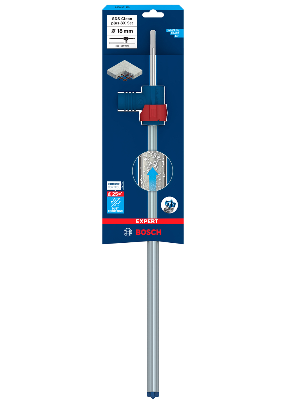 BOSCH set svrdla za armirani beton EXPERT SDS Clean plus-8X, 18x400x550 mm + priključak SDS plus - Slika 2