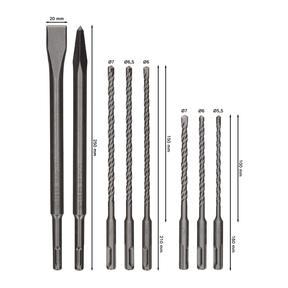 BOSCH SDS-plus 4C set svrdala i dlijeta 8 kom - Slika 2